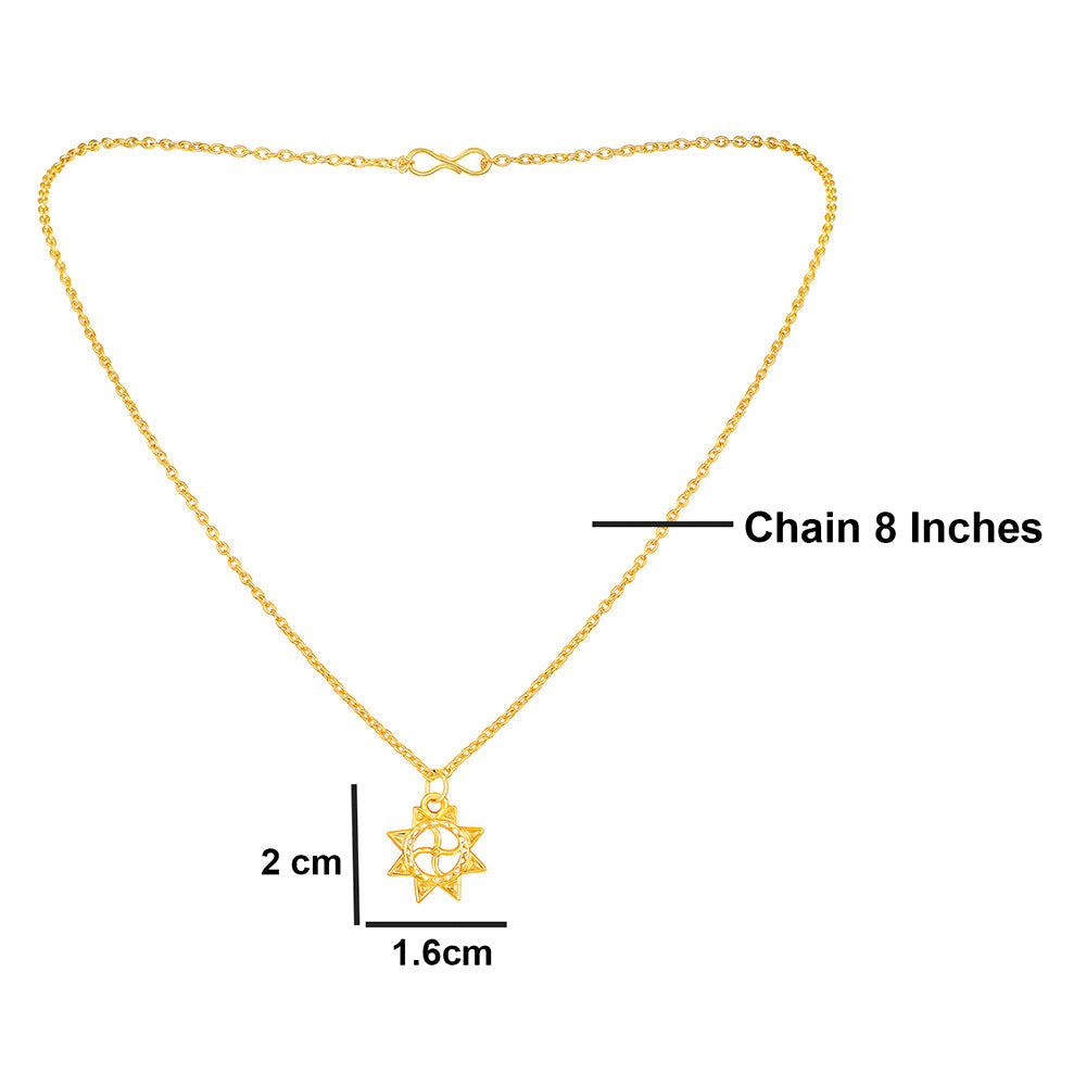 Mahi Gold Plated Sun Pendant with Chain for Men and Women (PS1101778G)