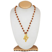 Mahi Gold Plated Religious OM and Trishul Pendant with Rudraksha Mala for Men (PS1101780G)