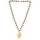 Mahi Gold Plated Religious OM and Trishul Pendant with Rudraksha Mala for Men (PS1101780G)