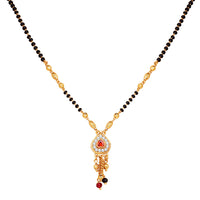 Mahi Adorable Mangalsutra / Tanmaniya with Black Beaded Chain and Crystals for Women (PS1101788G)