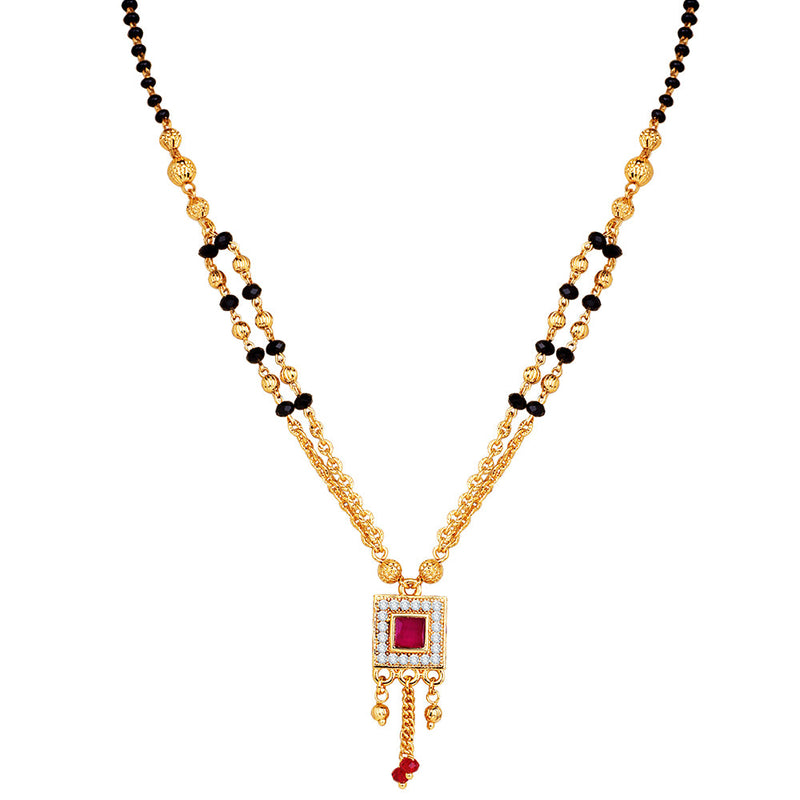 Mahi Adorable Mangalsutra / Tanmaniya with Black Beaded Chain and Crystals for Women (PS1101790G)