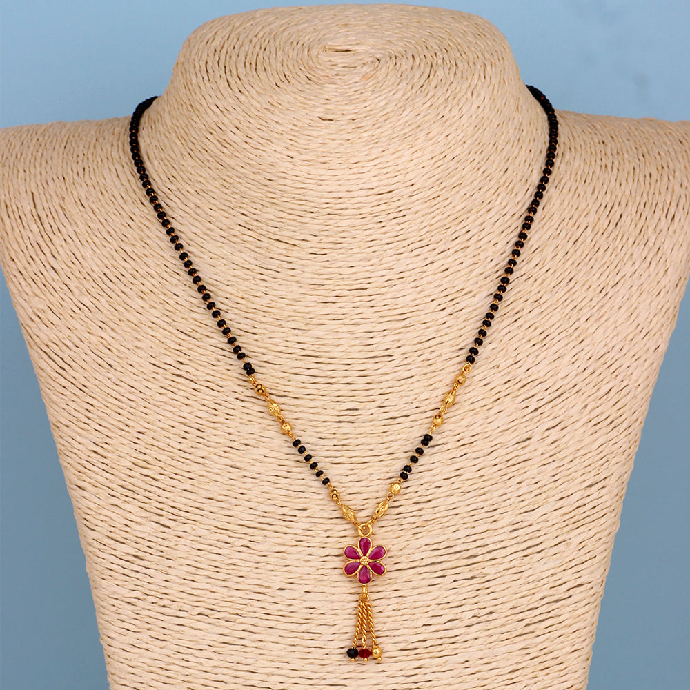 Mahi Adorable Mangalsutra / Tanmaniya with Black Beaded Chain and Crystals for Women (PS1101793G)