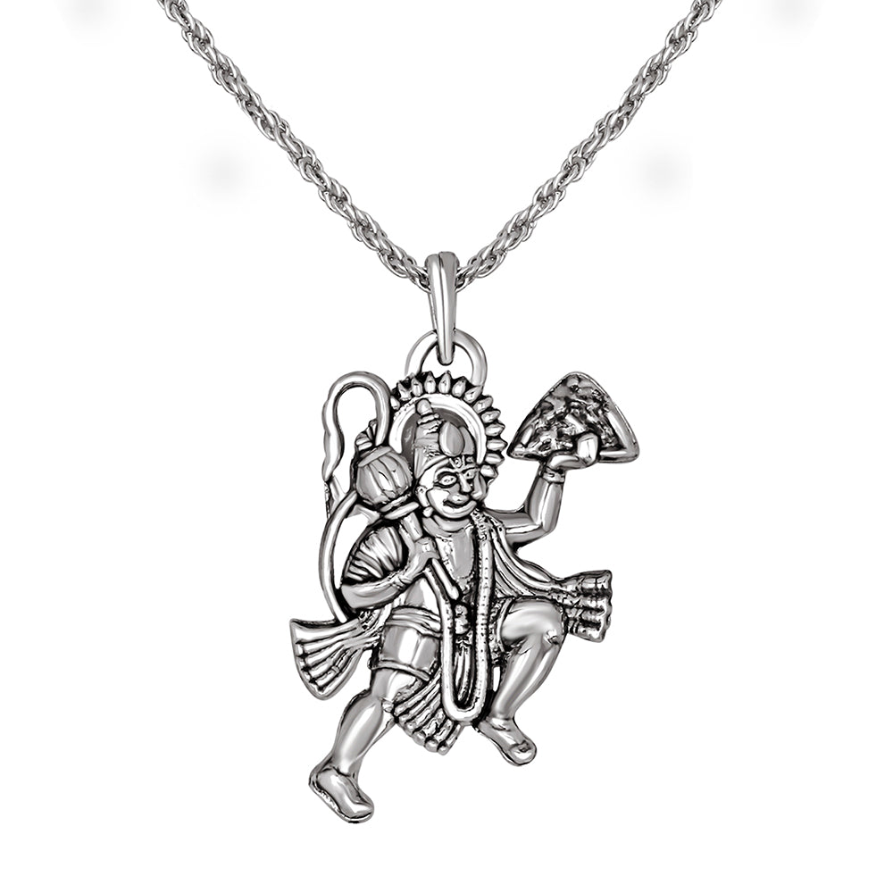 Mahi Bajrangbali Pavanputra Hanuman Pendant with Rope Chain for Men and Women (PS1101798R)