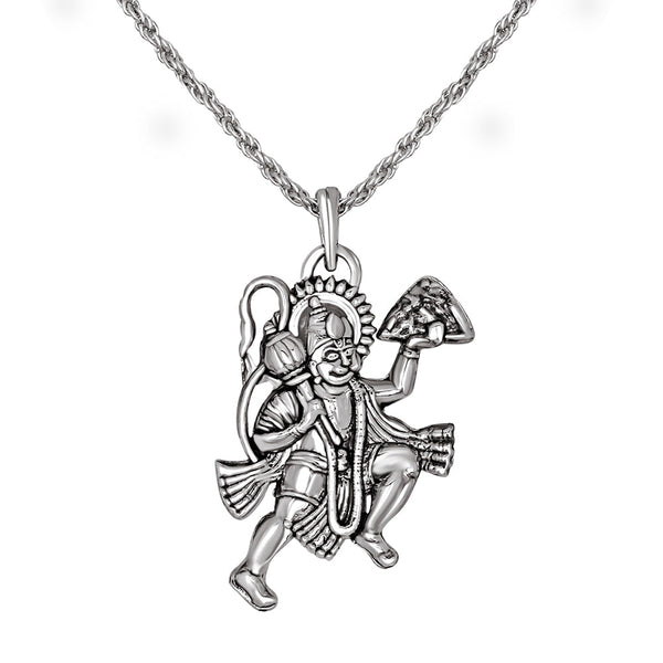 Mahi Bajrangbali Pavanputra Hanuman Pendant with Rope Chain for Men and Women (PS1101798R)