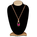 Mahi Rosegold Plated Purple and White Crystal Bottle Heart Pendant for Women (PS1101803ZPur)