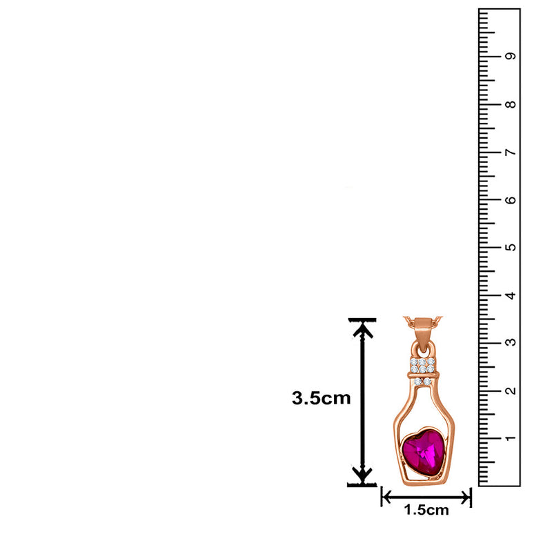Mahi Rosegold Plated Purple and White Crystal Bottle Heart Pendant for Women (PS1101803ZPur)