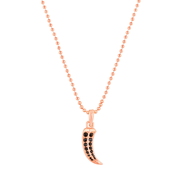 Mahi Rose Gold Plated Claw Shaped Black Crystals Unisex Pendant with Chain (PS1101813ZBla)