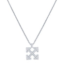 Mahi Rhodium Plated Arrow Shaped Pendant Necklace with Chain (PS1101818R)