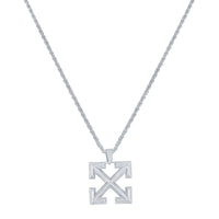 Mahi Rhodium Plated Arrow Shaped Pendant Necklace with Chain (PS1101818R)