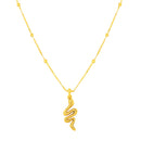 Mahi Gold Plated Snake Shaped Pendant Necklace with Chain for Women (PS1101819G)