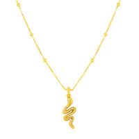 Mahi Gold Plated Snake Shaped Pendant Necklace with Chain for Women (PS1101819G)