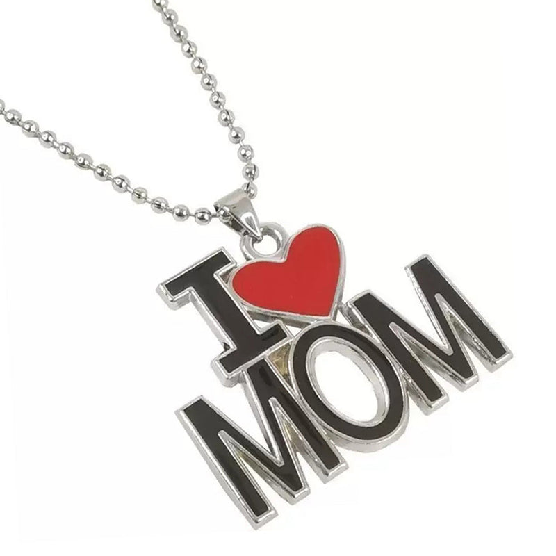 Mahi Mother's Day Special ''I Love Mom'' Letter Heart Unisex Meena Enamelled Pendant with Ball Chain (PS1101820R)