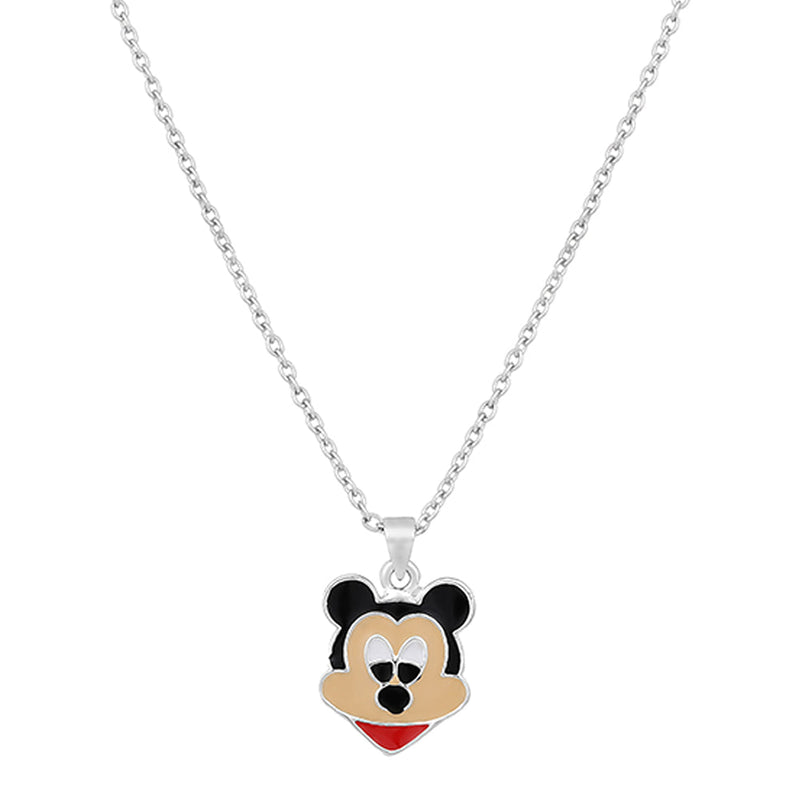 Mahi Rhodium Plated Cartoon Pendant for Kids with Meena Work Enameled (PS1101834R)