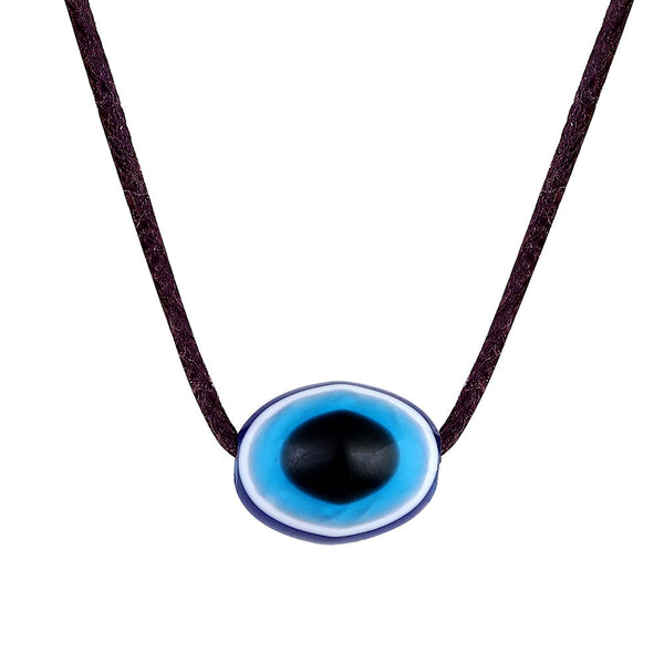 Mahi Evil Eye Pendant Necklace with Black Rope for Men and Women (PS1101857R)