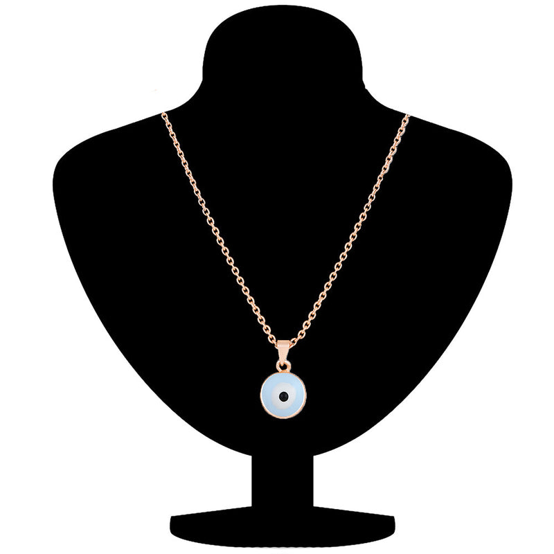 Mahi Light Blue Meenakari Work Round Evil Eye Pendant with Chain for Men and Women (PS1101859ZABlu)