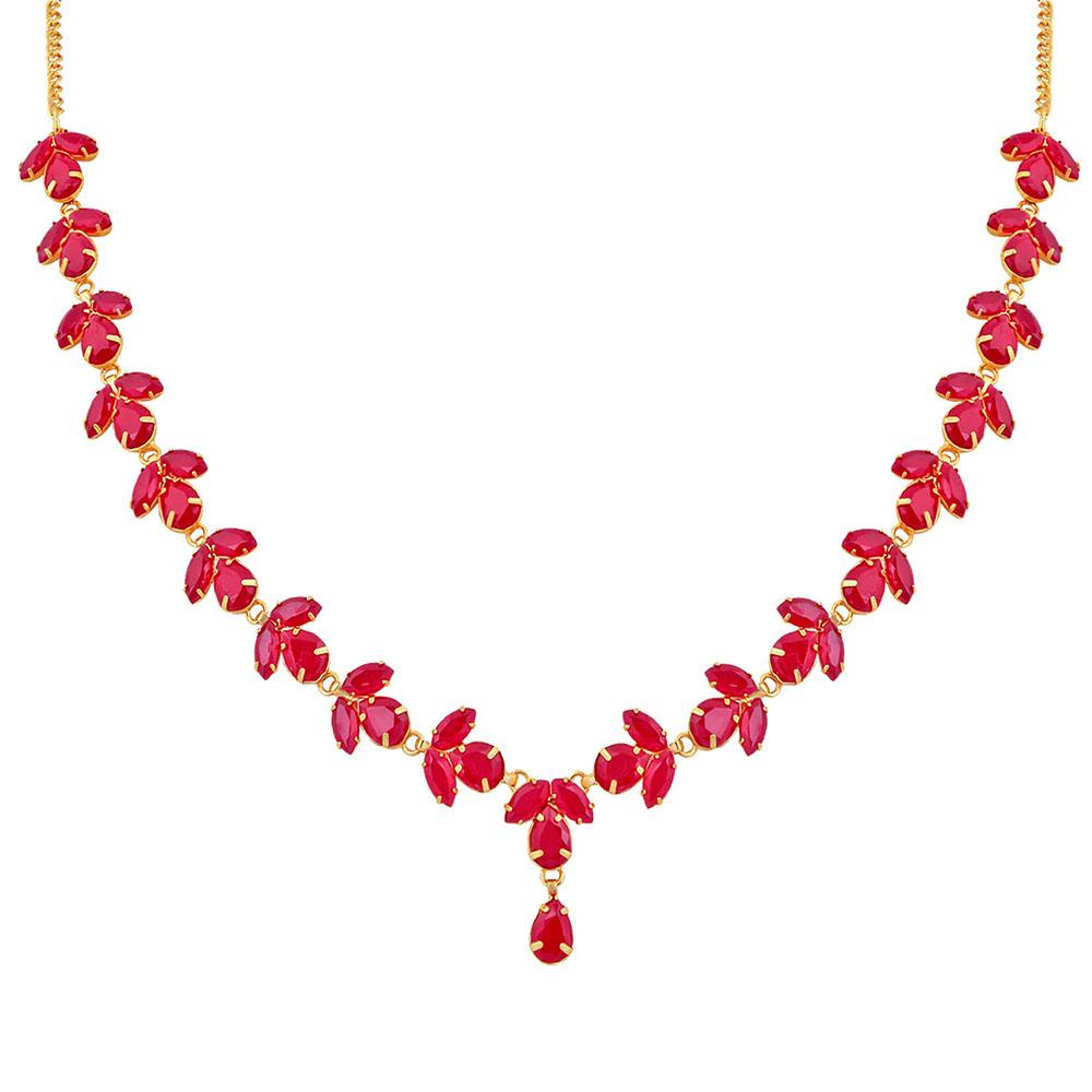 Mahi Gold Plated Elegant Designer Necklace with Crystal stones for girls and women