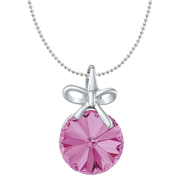 Pink Crystal Three Heart Necklace with Swarovski Crystals | 24 Style