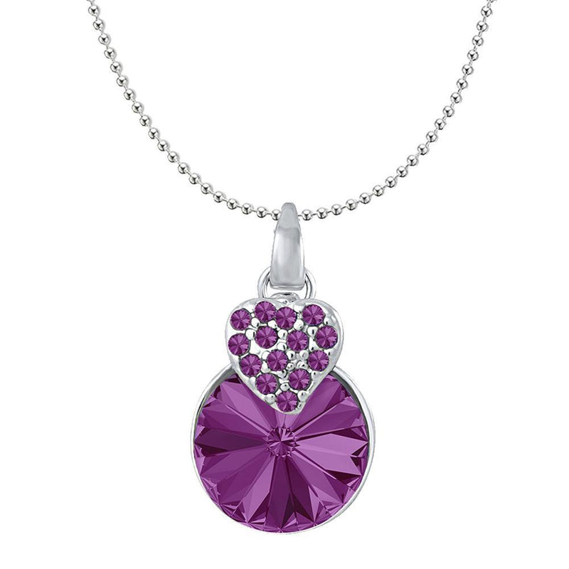 Mahi Heart Pendant Made with Fushia Purple Swarovski Crystals