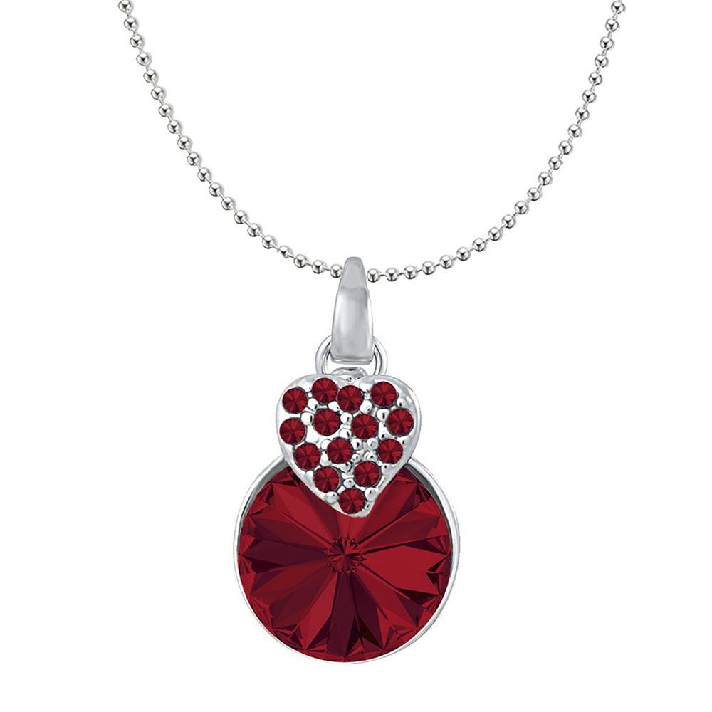 Mahi Heart Pendant Made with Light Red Swarovski Crystals