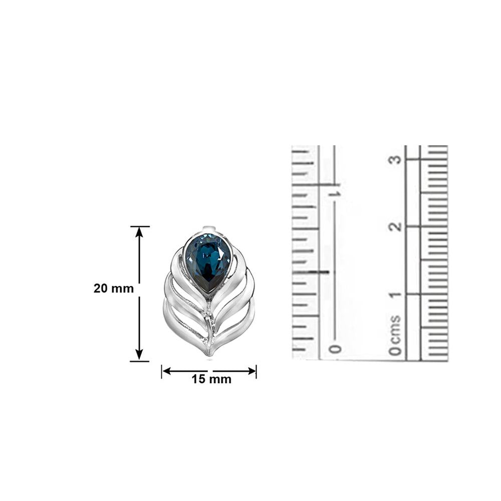 Mahi Blue Drop Peacock Feather Pendant with Swarovski Crystals