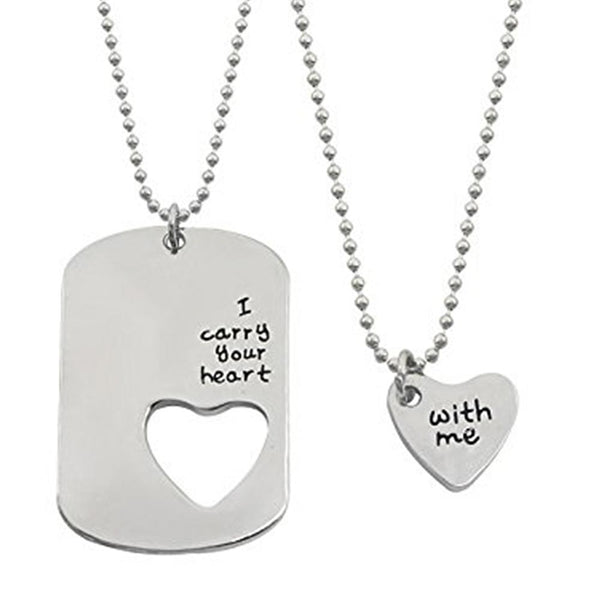 Mahi Long Distance Relationship I Carry Your Heart with Me Couple Pendant with Ball Chain for Men and Women (PSCO1101730R)