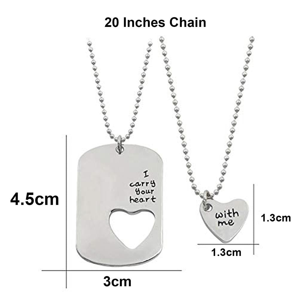 Mahi Long Distance Relationship I Carry Your Heart with Me Couple Pendant with Ball Chain for Men and Women (PSCO1101730R)