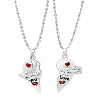 Mahi Love & You Broken Heart with Arrow Duo Couple Locket Pendant with Chain for Men and Women (PSCO1101784R)