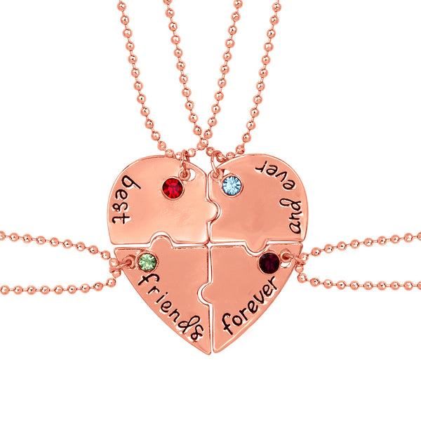 Mahi Rosegold Plated Best Friend Forever Unisex Pendant with Multicolor Crystals (PSCO1101795Z)