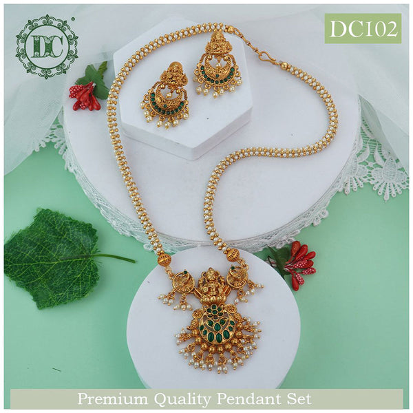 Diksha Collection Gold Plated Pota Stone Long Necklace Set