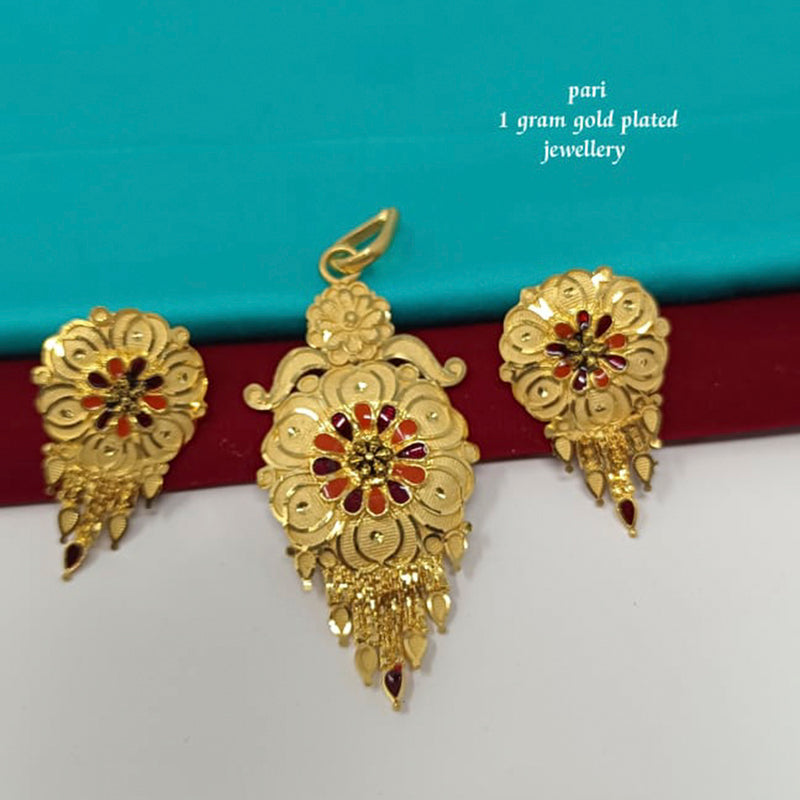 1 gram gold earrings new design with ruby stones floral model - Swarnakshi  Jewelry