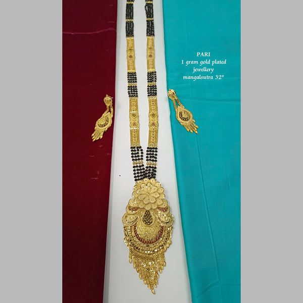 Pari Art Jewellery 1 Gram Gold Plated Long Designer Mangalsutra With Earrings