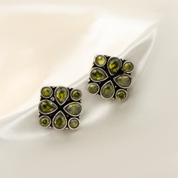 Nipura Peridot-green Mrinali Stud Earrings