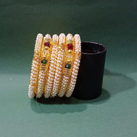 Pooja Bangles Gold Plated Multi Color Pearl bangles Set