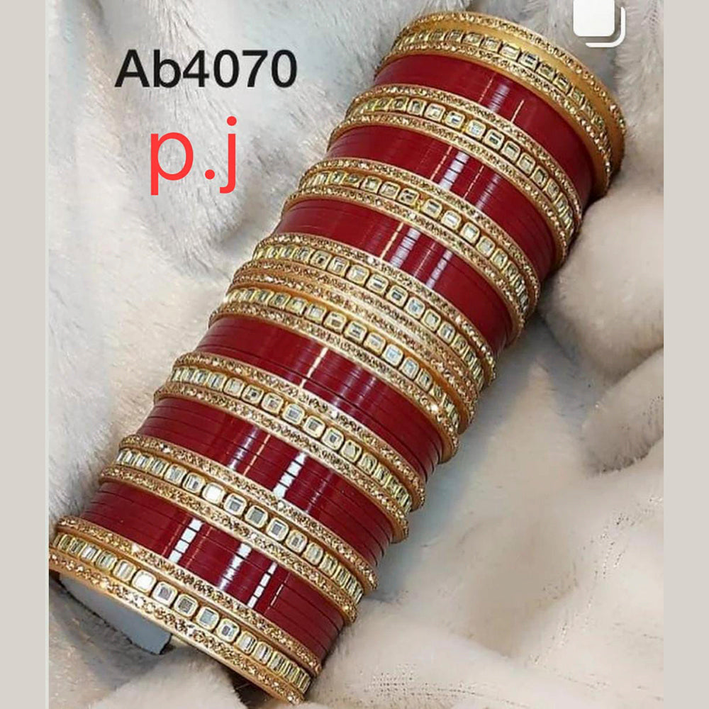 Pooja Bangles Gold Plated Acrylic Wedding Bangles Set