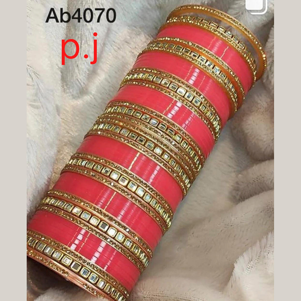 Pooja Bangles Gold Plated Acrylic Wedding Bangles Set