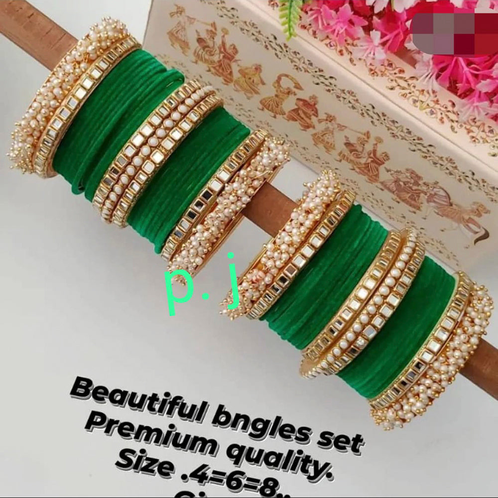 Pooja Bangles Gold Plated Velvet Bangles Set