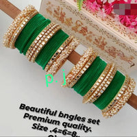 Pooja Bangles Gold Plated Velvet Bangles Set