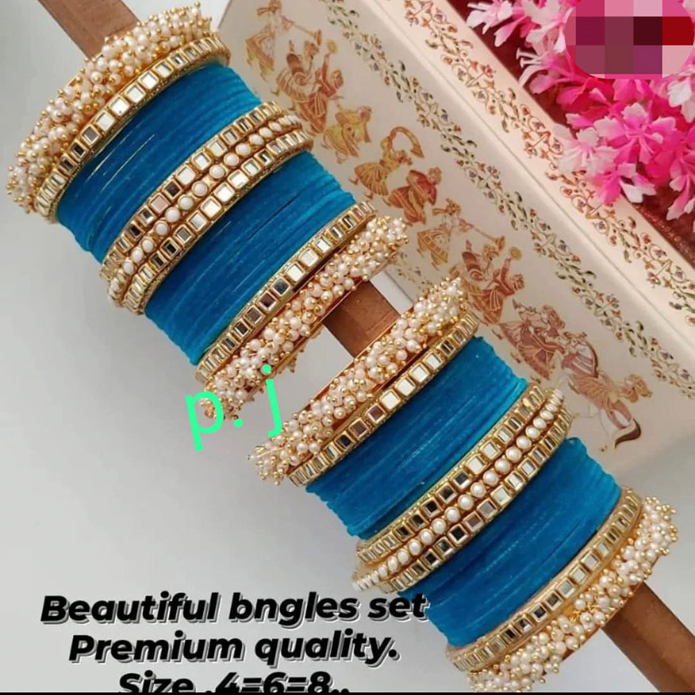 Pooja Bangles Gold Plated Velvet Bangles Set
