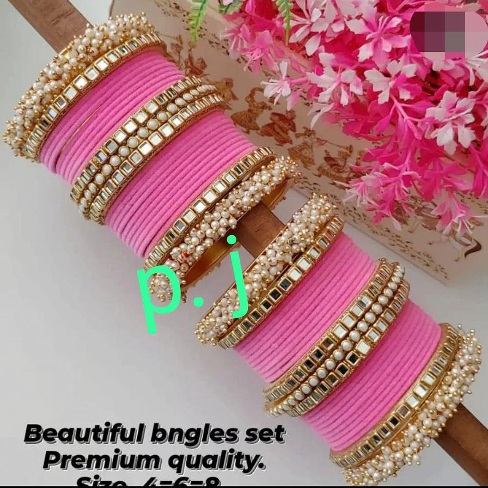 Pooja Bangles Gold Plated Velvet Bangles Set