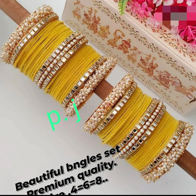 Pooja Bangles Gold Plated Velvet Bangles Set