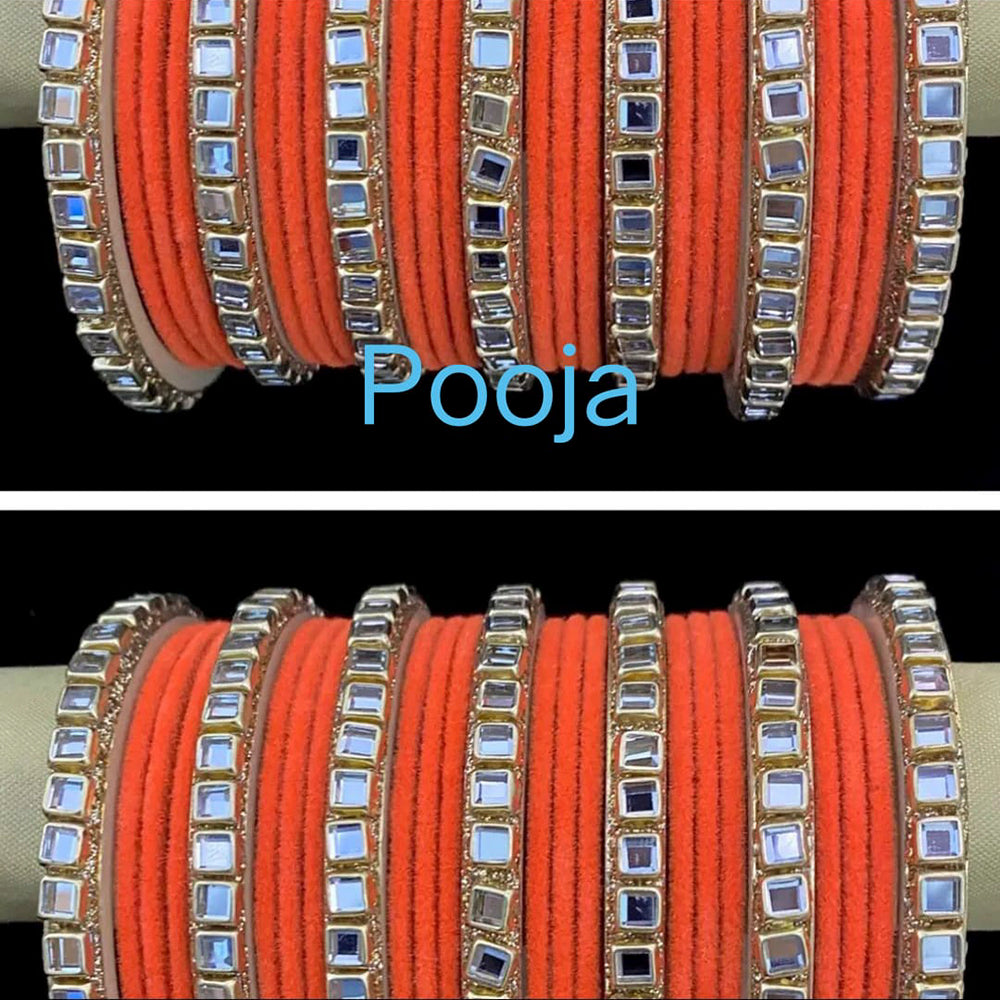 Pooja Bangles Gold Plated Velvet Bangles Set