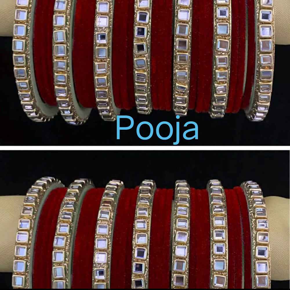 Pooja Bangles Gold Plated Velvet Bangles Set