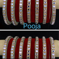 Pooja Bangles Gold Plated Velvet Bangles Set