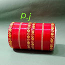 Pooja Bangles Designer Red Acrylic Bangles Set
