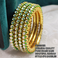 Pooja Bangles Gold Plated Kundan & Pota Stone Bangles Set