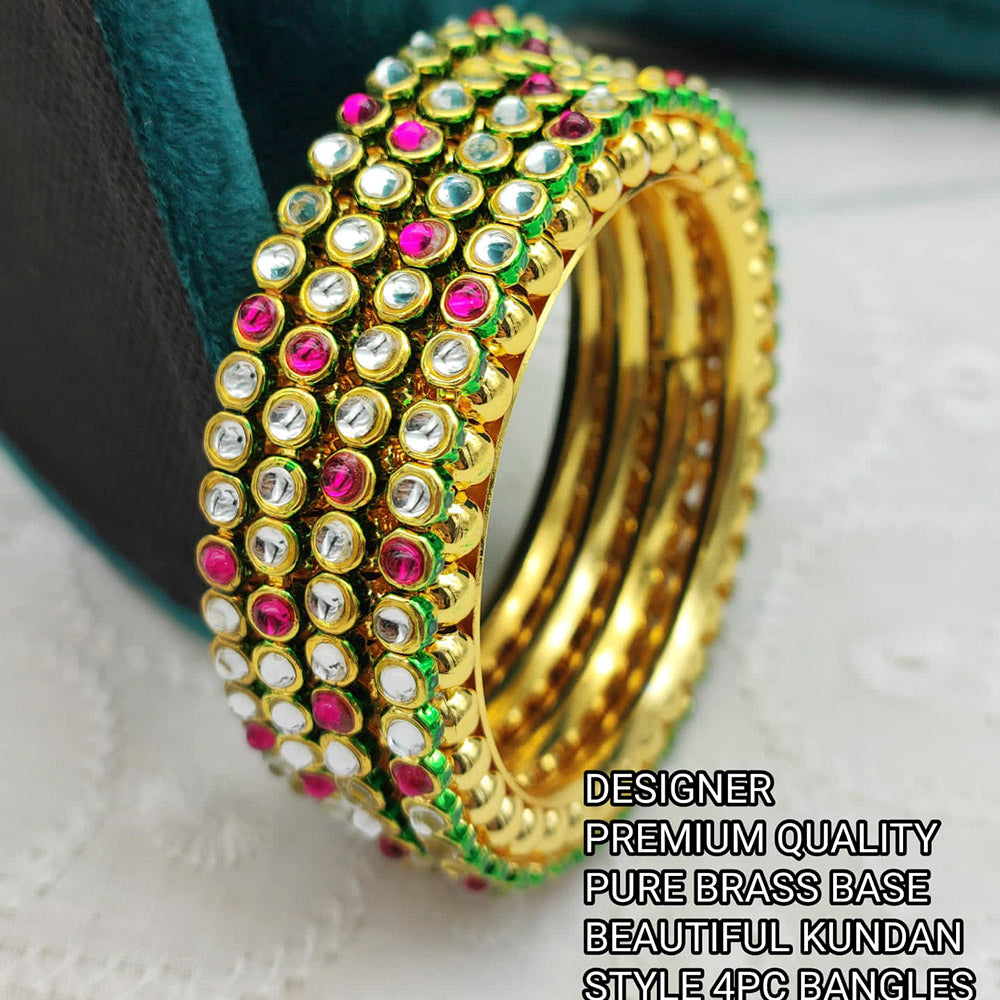 Pooja Bangles Gold Plated Kundan & Pota Stone Bangles Set