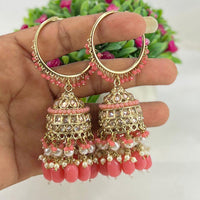 Pooja Bangles Gold Plated Kundan & Beads Jhumka Earrings
