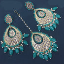 Pooja Bangles Gold Plated Kundan & Beads Earrings With Maangtikka