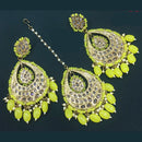 Pooja Bangles Gold Plated Kundan & Beads Earrings With Maangtikka