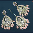 Pooja Bangles Gold Plated Kundan & Beads Earrings With Maangtikka